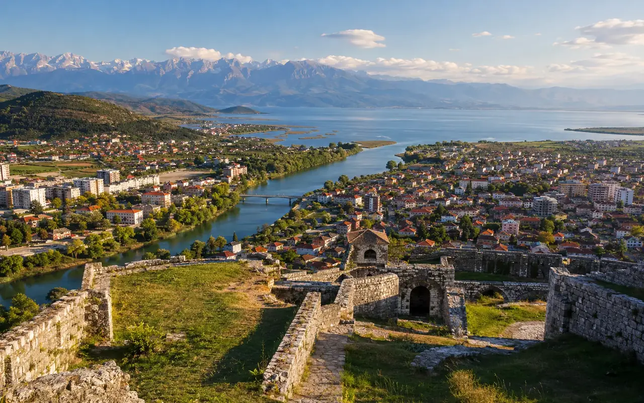 View over the rooftops of Shkodër in northern Albania