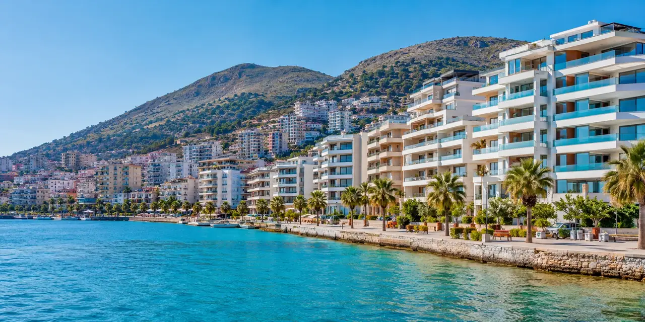 Saranda seafront lined with hotels and apartment buildings