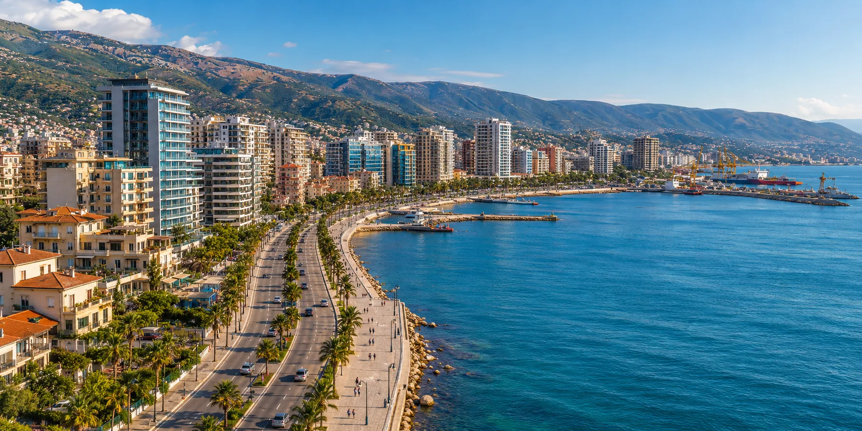 Vlora coastline and cityscape
